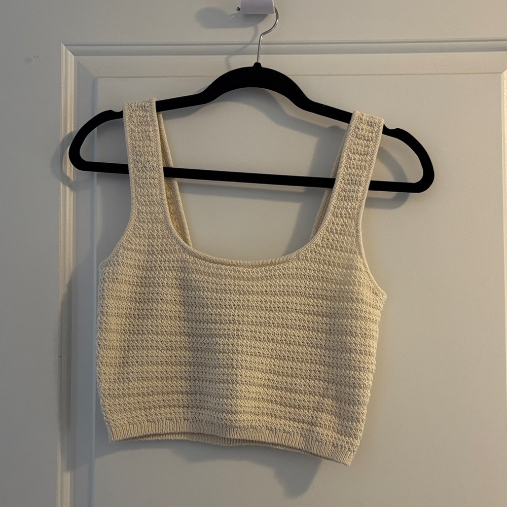 H&M Cream Knit Women's Tank Top, Sz M